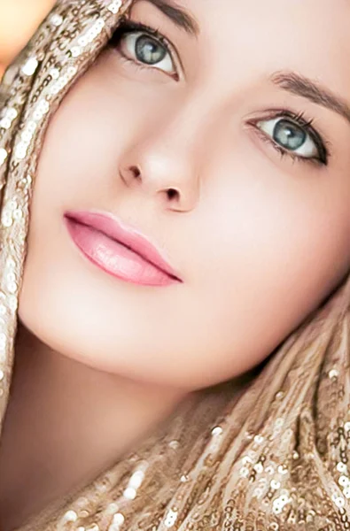 Schönheit Luxusmode Und Glamour Frau Gold Porträt — Stockfoto