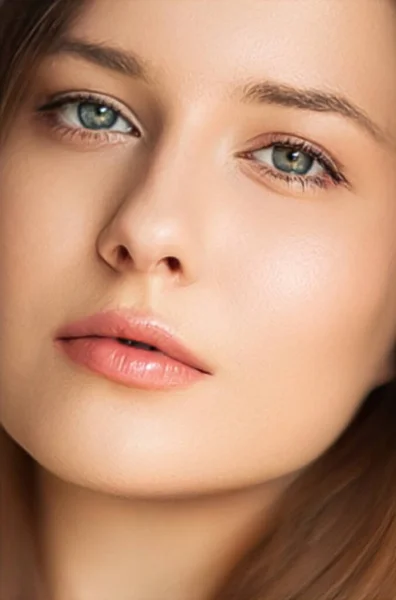 Natural Beauty Make Look Beautiful Young Woman Skin Care Cosmetics — Foto de Stock