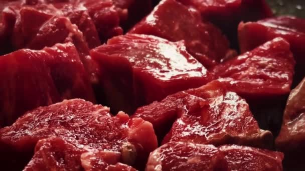 Рецепт Красного Мяса Процесс Приготовления Пищи Приготовление Говядины Сковороде Высококачественные — стоковое видео