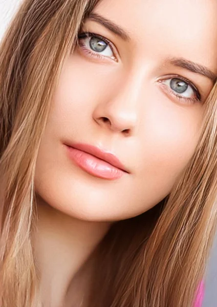 Piękno Pielęgnacja Makijaż Portret Pięknej Kobiety Zbliżenie Modelki Twarzy Pielęgnacji — Zdjęcie stockowe
