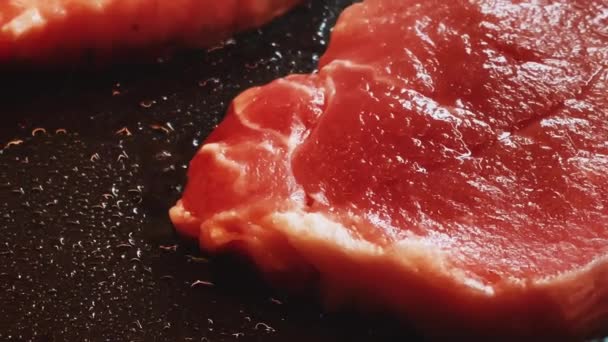 Comida Receta Cocinar Filete Carne Sartén Imágenes Alta Calidad — Vídeos de Stock