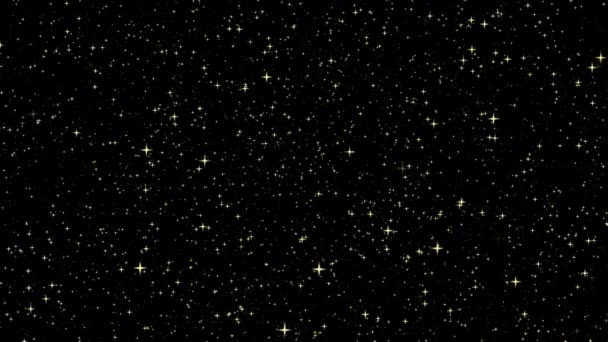 金色の休日の輝きと輝くオーバーレイ 黒の背景に星と魔法の輝きのテクスチャ 金の星の塵粒子 豪華さと魅力 高品質4K映像 — ストック動画