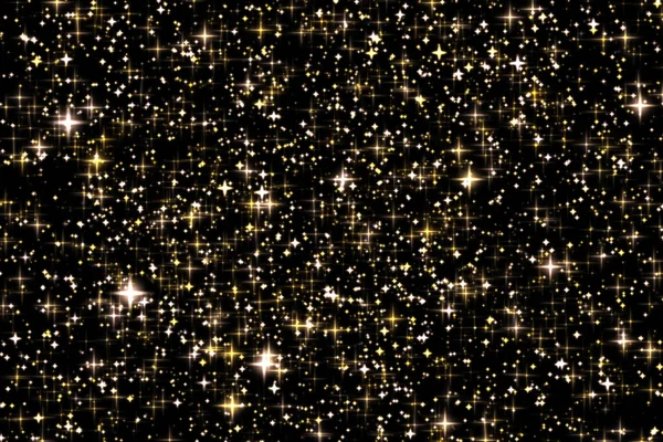 Gouden Vakantie Glitter Sprankelende Overlay Sterren Magische Gloed Textuur Zwarte — Stockfoto