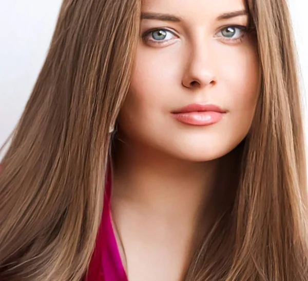 Frisur Schönheit Und Haarpflege Schöne Frau Mit Langen Natürlichen Braunen — Stockfoto