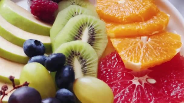 Plateau Fruits Sur Table Servie Pour Hospitalité Gastronomie Images Haute — Video