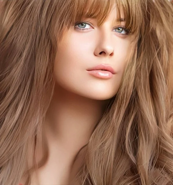 Зачіска Краса Догляд Волоссям Красива Жінка Довгим Натуральним Коричневим Волоссям — стокове фото