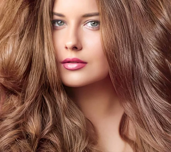 Hairstyle, beauty and hair care, beautiful woman with long natural brown hair, glamour portrait for hair salon and haircare brand