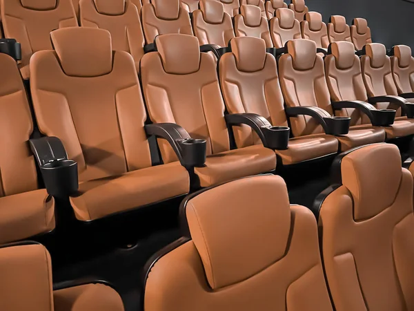 Sinema ve eğlence, TV şovu için boş kahverengi sinema koltukları ve film endüstrisi markalaşması
