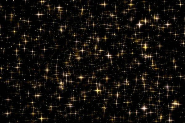 金光闪闪的假日光彩夺目 黑色背景上的星星和神奇的光芒质感 奢华迷人的金色星尘 — 图库照片