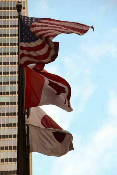 Trzy flagi — Zdjęcie stockowe