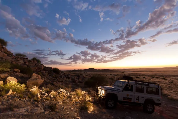 Safari sunset, expedíció, Namíbia — Stock Fotó