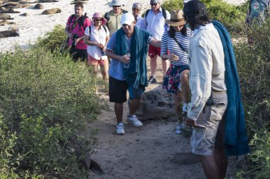 galapagos Adaları üzerinde turist grup