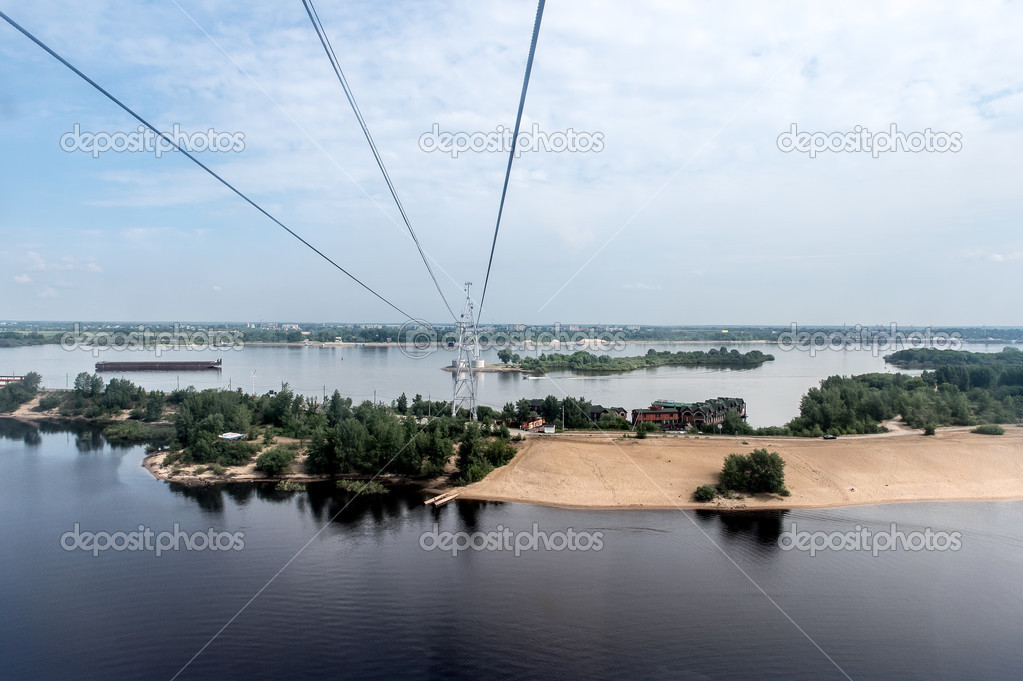 Cableway across Volga river in Nizhny Novgorod, Russia