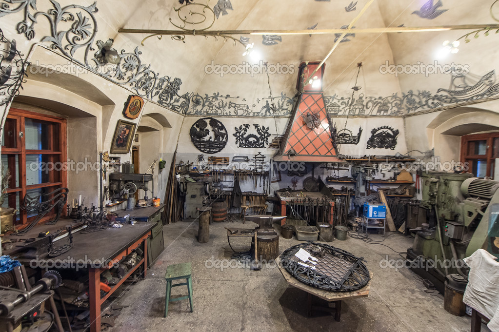 Inside the blacksmith in Vladimir, Russia Stock Photo by