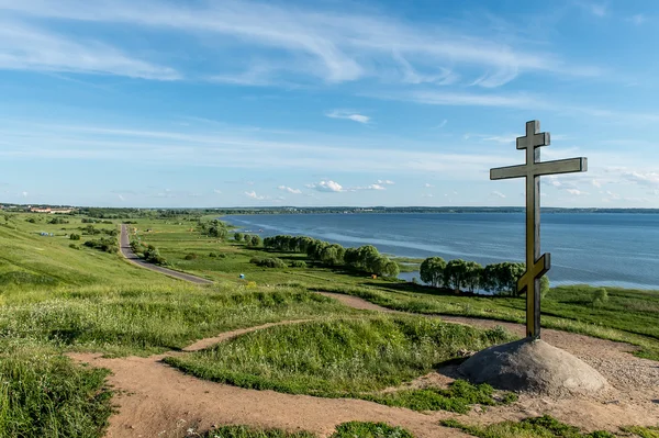 Krzyż w pobliżu jeziora pleshcheevo, Rosja Obrazek Stockowy