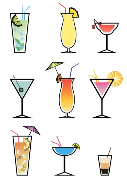 Set Cocktails, Vektorillustration — Stockvektor