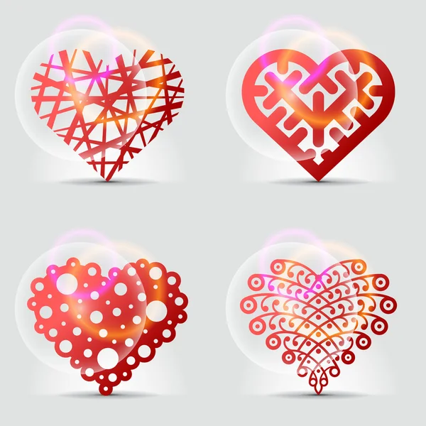 Původní srdce symboly (ikony, známky). — Stockový vektor