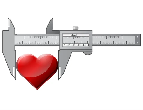 Caliper measures heart — Stock Vector