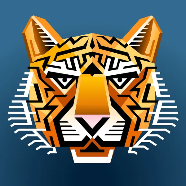 Geometriska tiger ansikte — Stock vektor