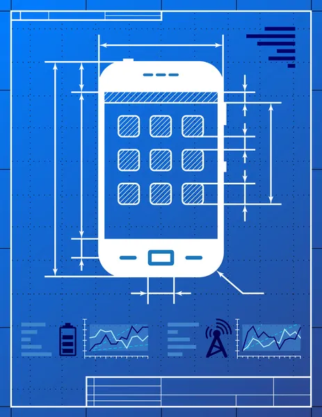 Smartphone wie Blaupause — Stockvektor