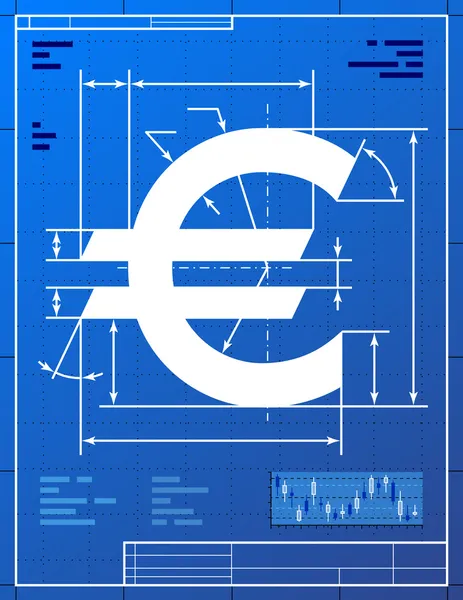 Euro sign like blueprint drawing — Stock Vector