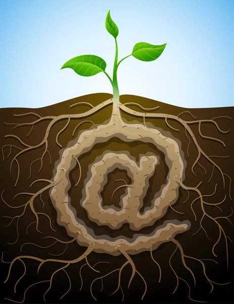 "At" sign like root of plant — Stock Vector
