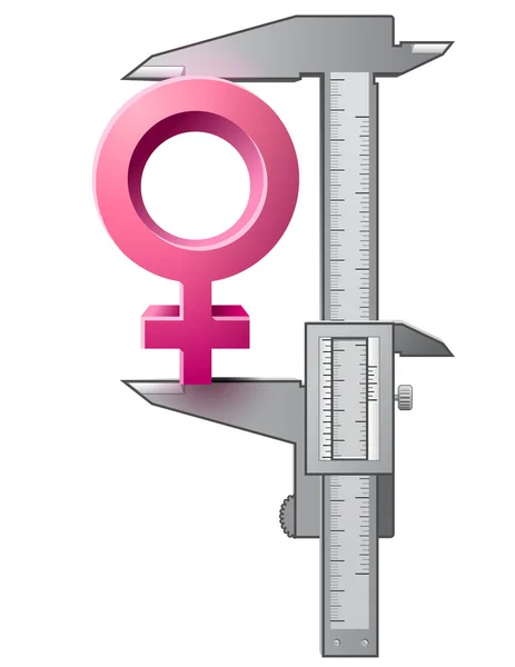 Caliper measures female sign — Stock Vector