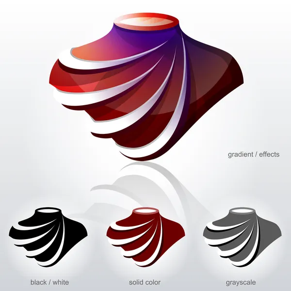 Symbole en forme de buste avec des arcs diagonaux comme des plis de tissu — Image vectorielle