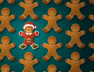 Gingerbread man is decorated in christmas suit clipart