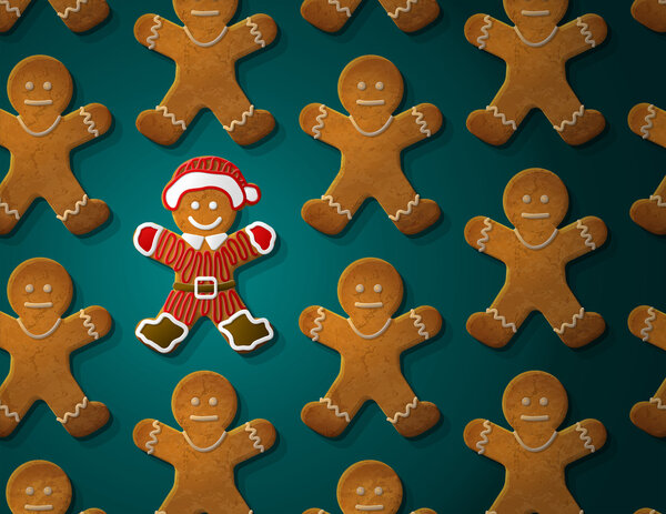 Gingerbread man is decorated in christmas suit