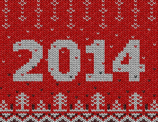 Karte des neuen Jahres 2014 mit Strickmuster — Stockvektor