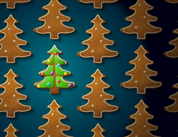 Gingerbreads in shape of christmas tree with icing Stock Illustration