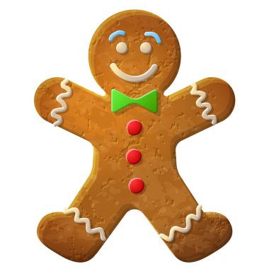 Gingerbread man decorated colored icing