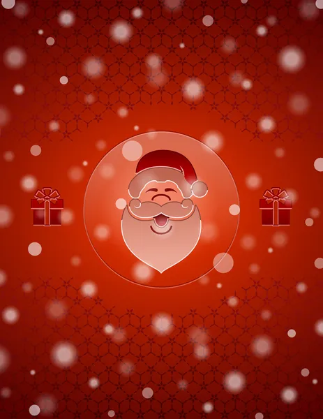 Fond de neige de Noël avec le Père Noël et cadeaux — Image vectorielle