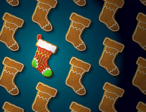 Gingerbreads dalam bentuk natal stocking dengan icing - Stok Vektor