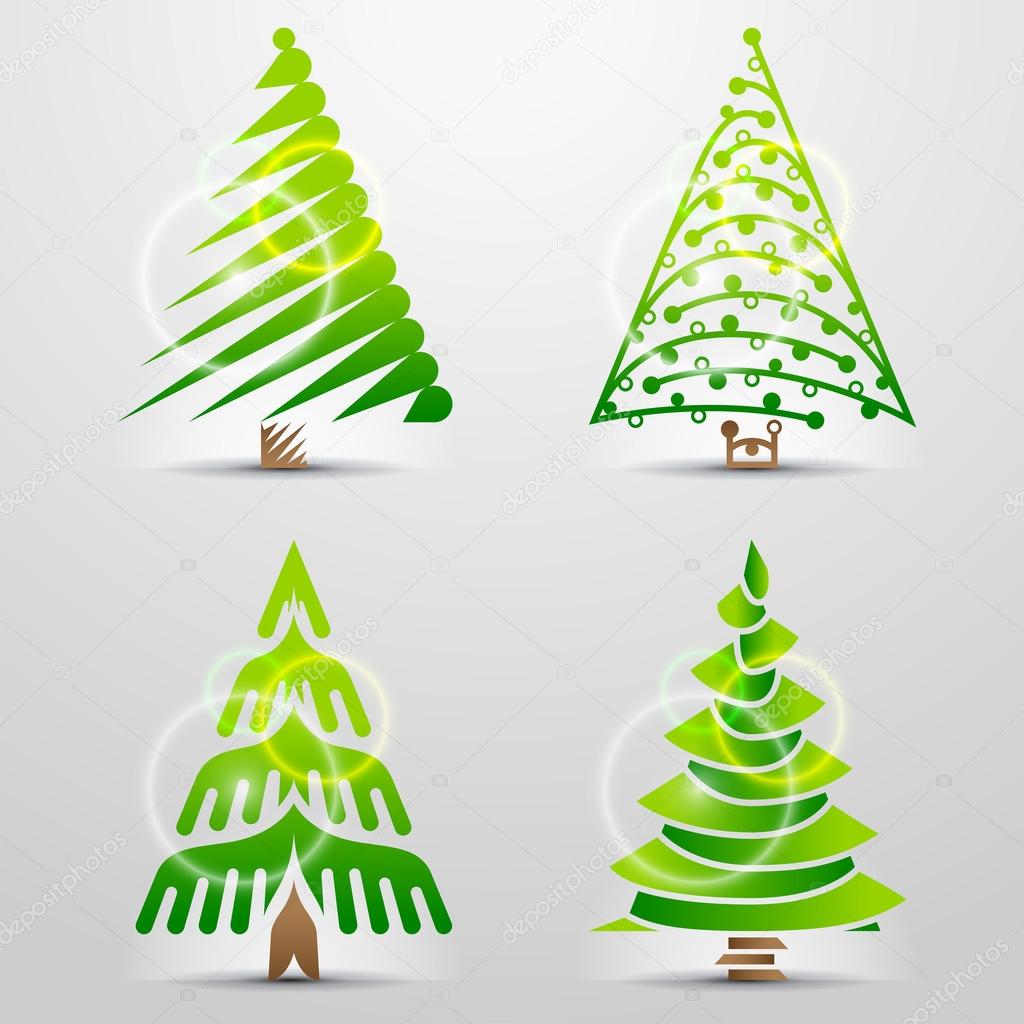 Set of original vector christmas trees. Qualitative vector (EPS-10) design elements for new year's day, christmas, winter holiday, new year's eve, silvester, etc. It has transparency, blending modes, gradients