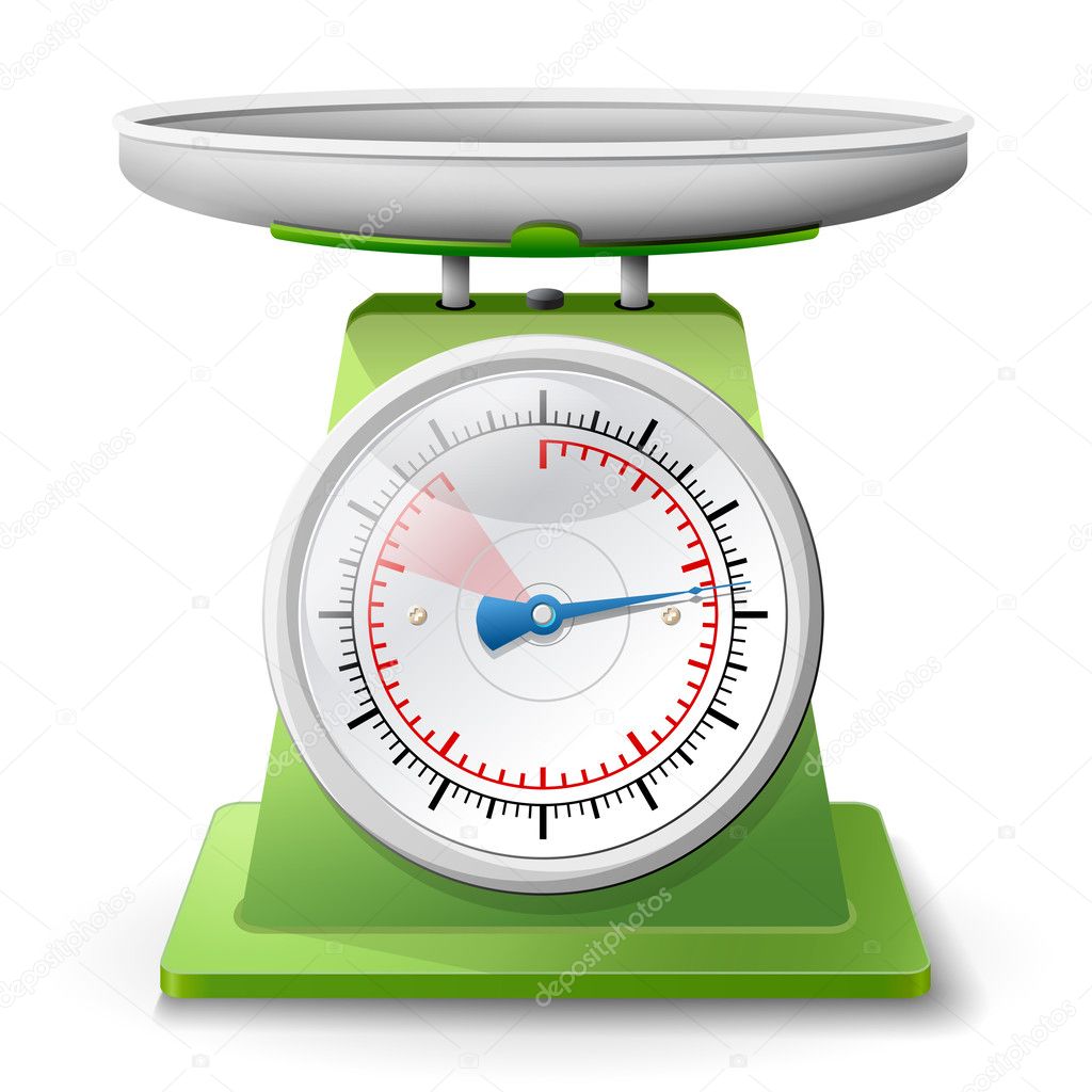 Weight scale on white background