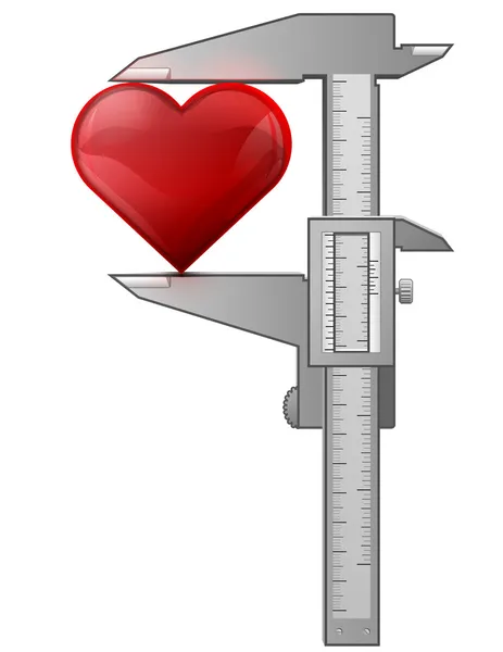 캘리퍼스 측정 심장 — 스톡 벡터