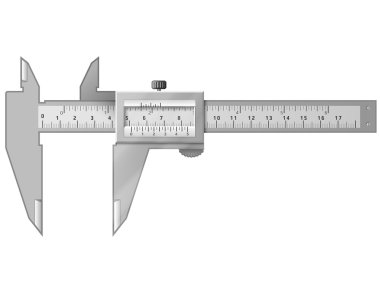 Vernier üzerinde beyaz izole Kaliper