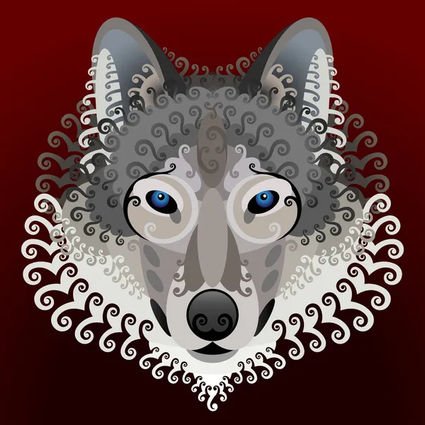 Visage de loup tourbillonnant — Image vectorielle