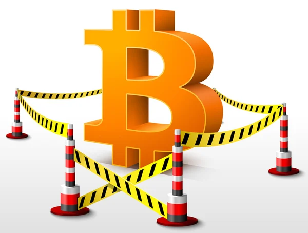 Simbolo Bitcoin situato nell'area riservata — Vettoriale Stock