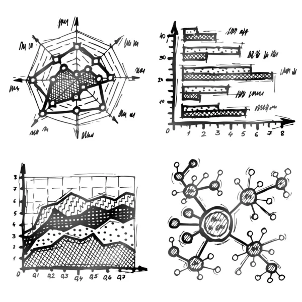 Hand getekend verschillende soorten infographics — Stockvector