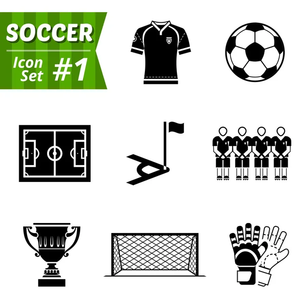 Icons set of soccer elements — Stock Vector