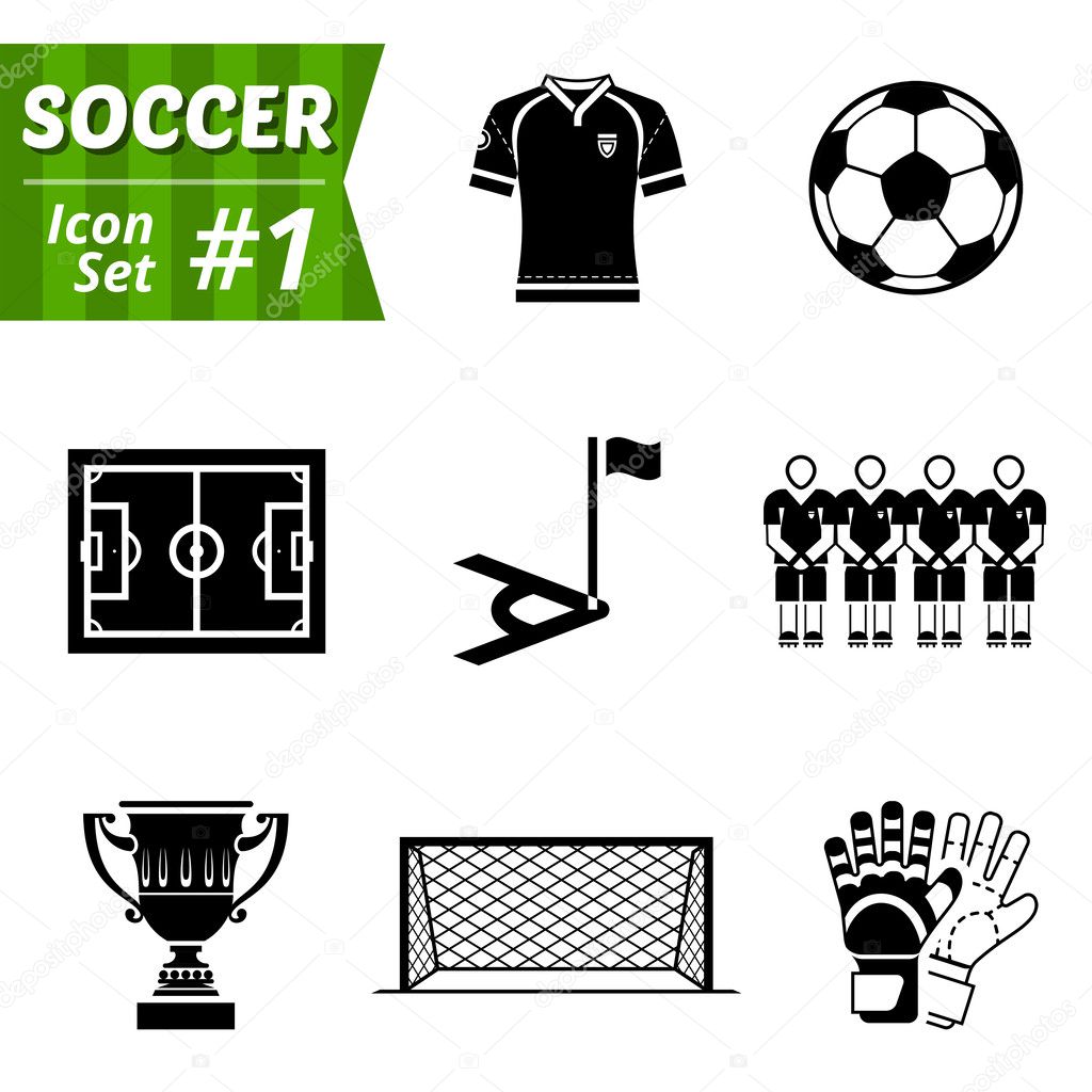 Icons set of soccer elements