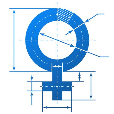 Female symbol with dimension lines clipart