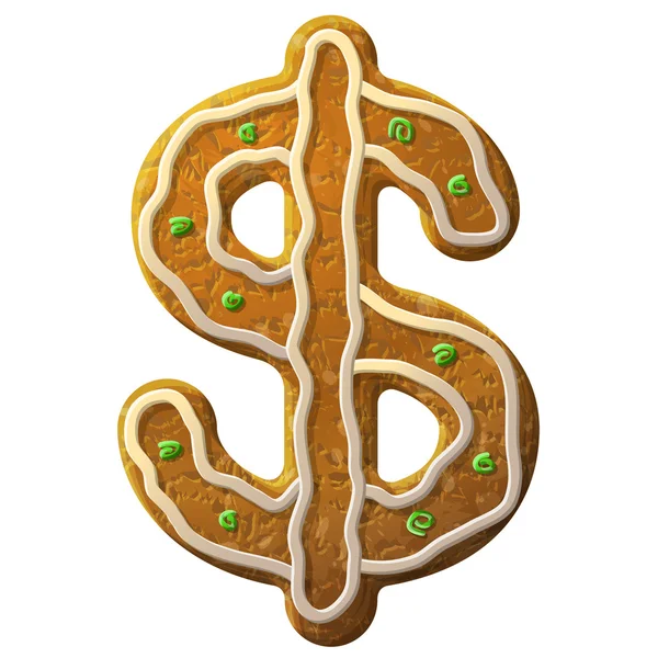 Gingerbread dólar decorado gelo colorido — Vetor de Stock