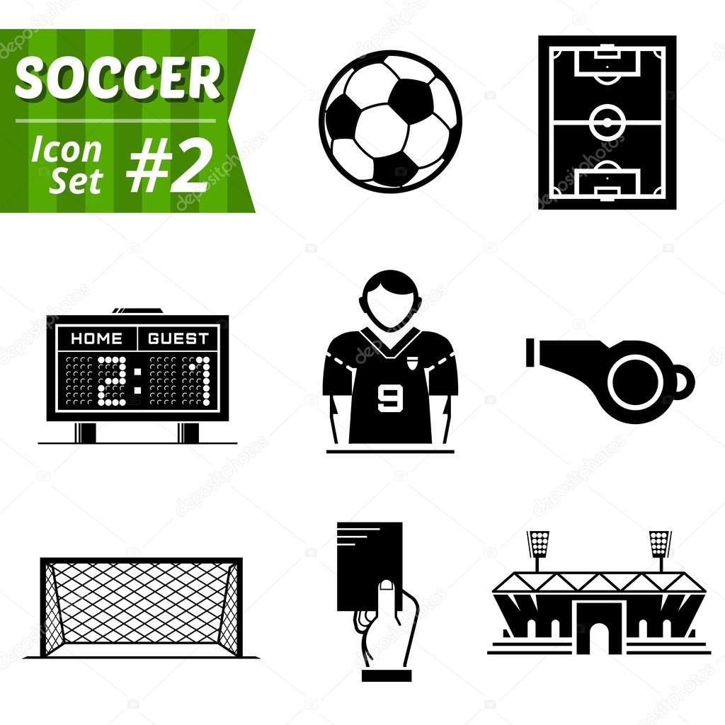 Icons set of soccer elements