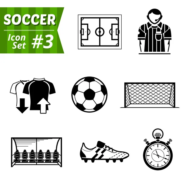 Icons set of soccer elements — Stock Vector