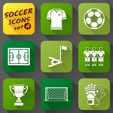 Futbol öğeleri düz simgeler kümesi