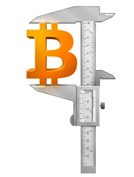 Caliper mide símbolo bitcoin — Vector de stock